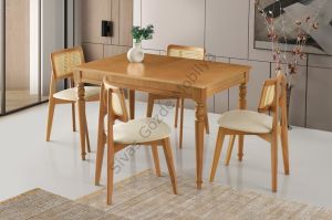 Soho Zion Ağaç Açılır Yemek Masa Sandalye Takımı 80X120