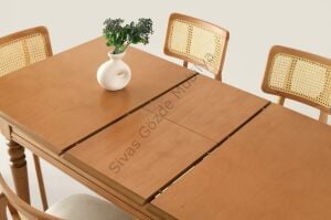 Soho Zion Ağaç Açılır Yemek Masa 6 Sandalye Takımı 80X120