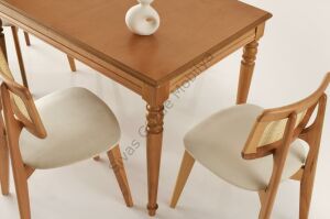 Soho Zion Ağaç Açılır Yemek Masa 6 Sandalye Takımı 80X120