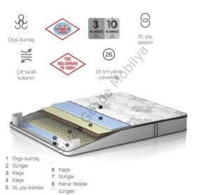 Bellona Caprice Yatak Özel Ölçü Geniş Çift Kişilik 150x190