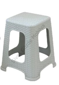 Plastik Rattan Hasır Desenli Büyük Tabure 4 lü Set KAHVERENGİ