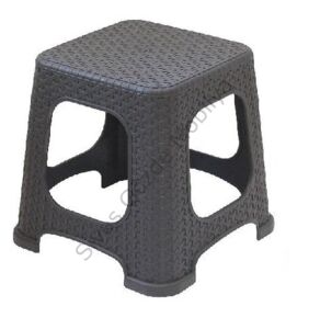 Plastik Rattan Hasır Desenli Büyük Tabure 4 lü Set KAHVERENGİ