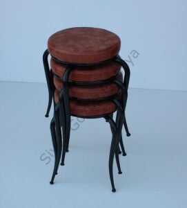 Ahtapot Tabure Nubuk 4 Lü Set Siyah Ayak