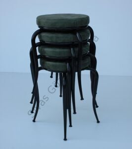 Ahtapot Tabure Nubuk 4 Lü Set Siyah Ayak