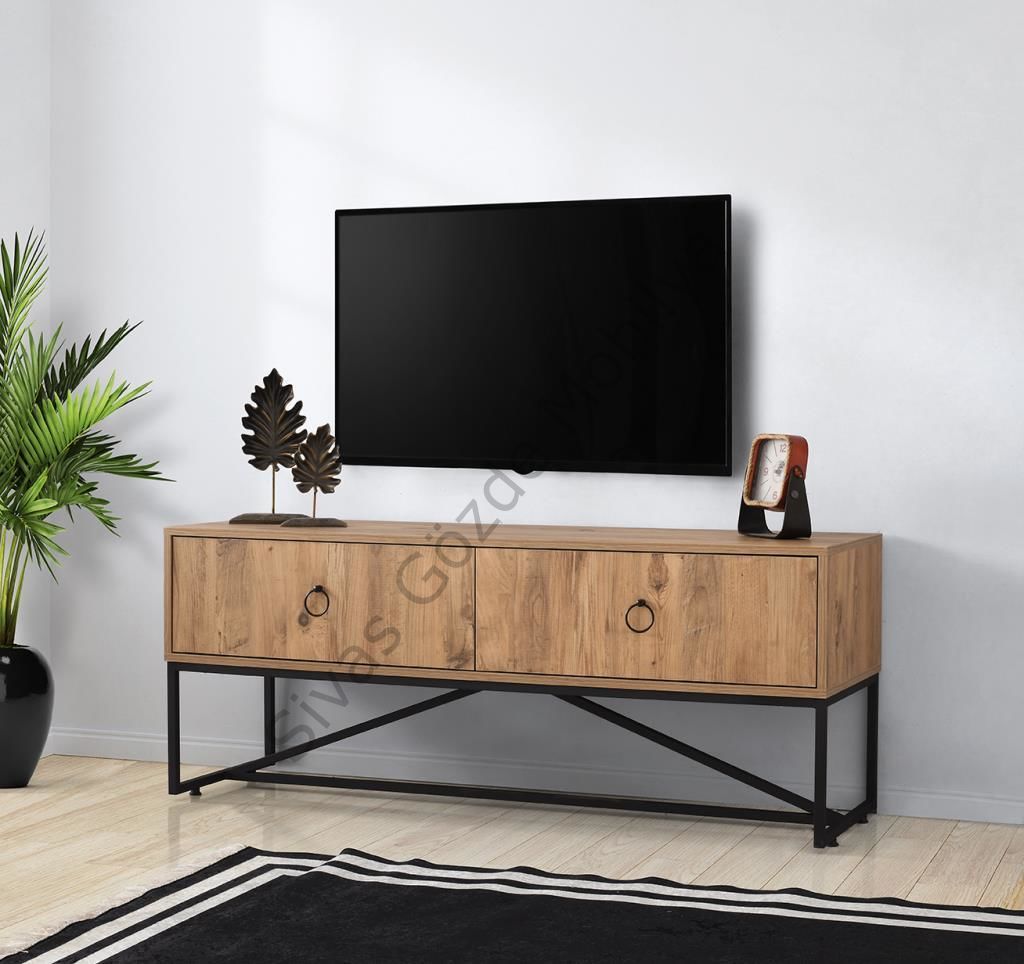 Loft Ferforje Çekmeceli Tv Sehpası 150cm