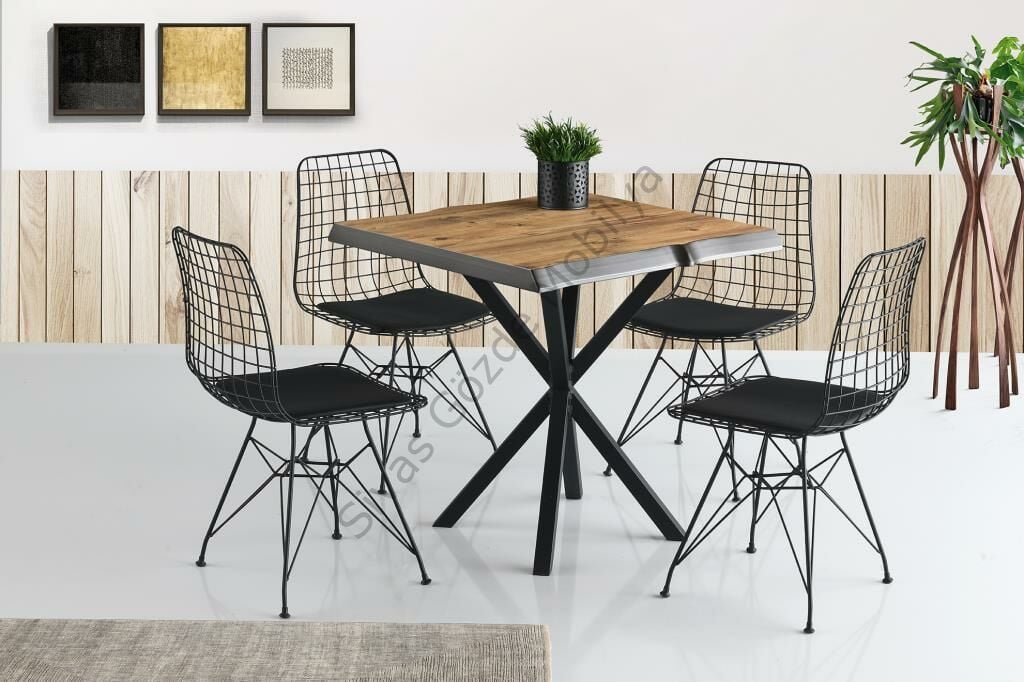 Kare MDF Mutfak Masası ve 4 Adet Sandalye 80x80cm