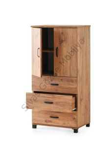Çok Amaçlı Dolaplı Şifonyer 3 Çekmeceli Kapaklı 60x44x127cm