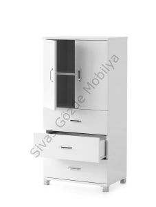 Çok Amaçlı Dolaplı Şifonyer 3 Çekmeceli Kapaklı 60x44x127cm