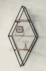 Modern Tarz Ahşap Metal Karo 3 Raflı Kitaplık Dekoratif 65x28x140