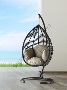 Rattan Damla Bahçe Balkon Teras Tekli Salıncak