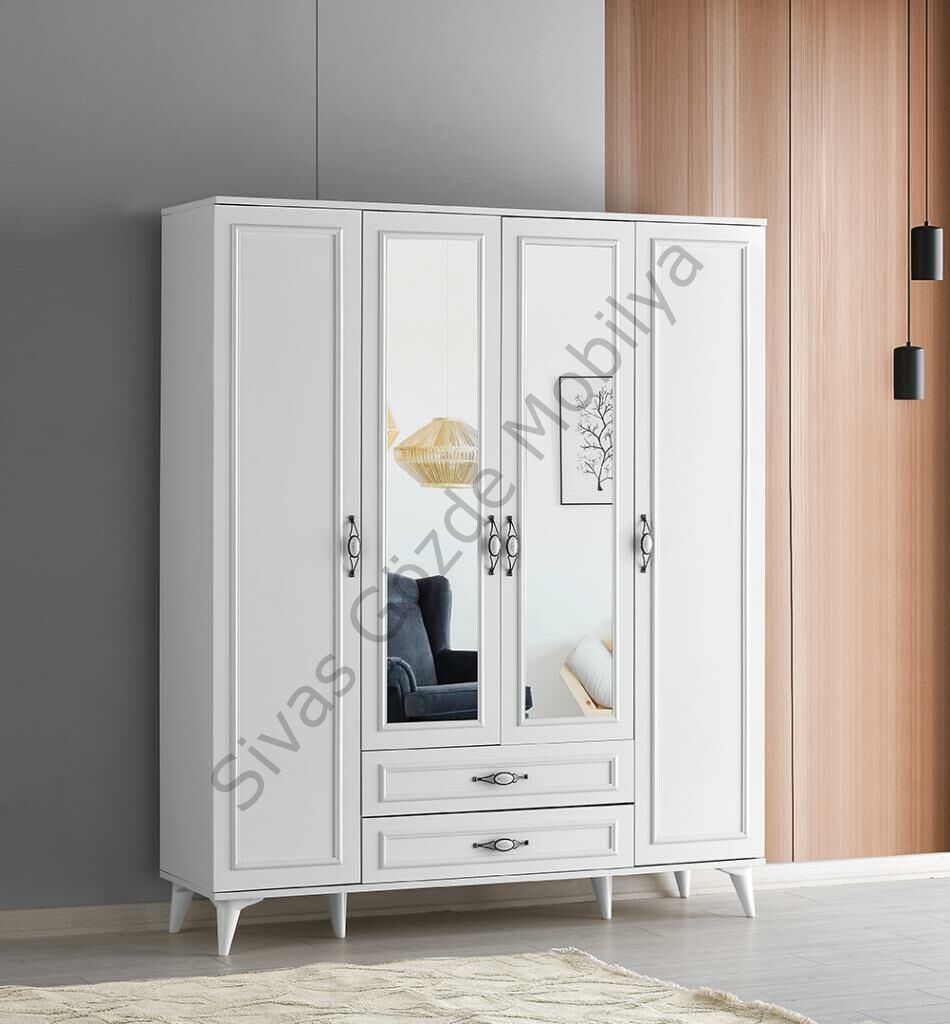 Irmak 4 Kapılı 2 Çekmeceli Gardrop Elbise Dolabı 160x48x195cm