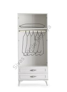 Irmak 2 Kapılı 2 Çekmeceli Gardırop Elbise Dolabı 80x48x195cm