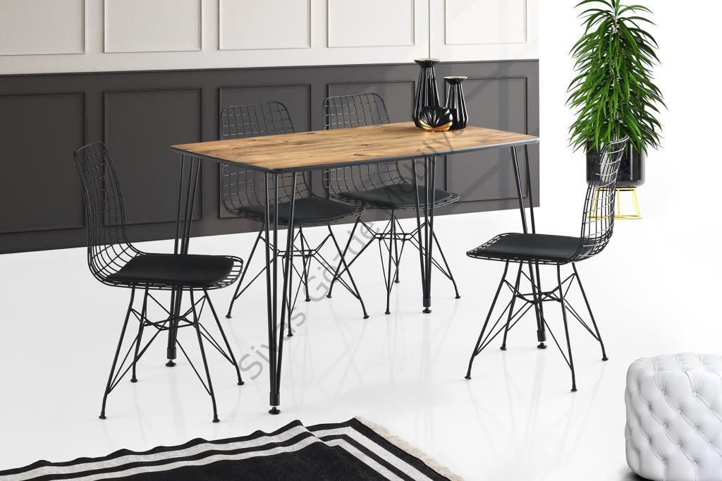 Ekonomik MDF Mutfak Masası ve 4 Adet Sandalye Takımı 70x120